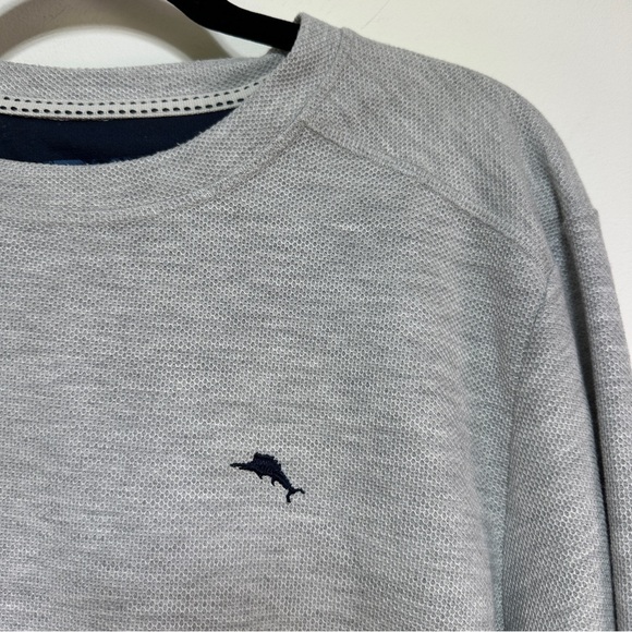 Tommy Bahama | Men’s Gray Embroidered Logo Long Sleeve Crew Neck Shirt - Picture 2 of 8